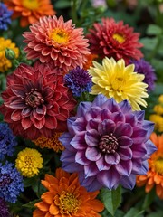 A cluster of colorful flowers.