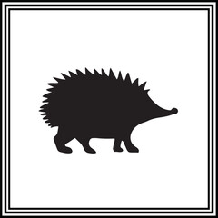 Hedgehog silhouette, Vector icon of animal.