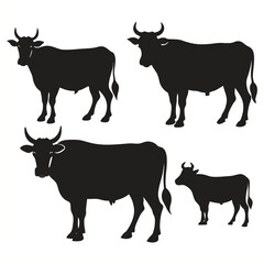Cow black silhouette vector isolated on white background design