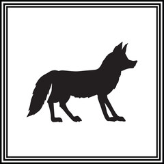 Fox silhouette on white background, animal silhouette.