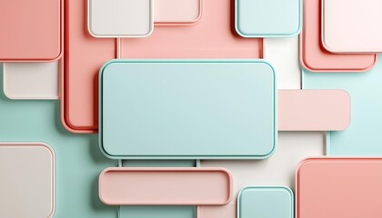 Fototapeta premium Colorful geometric shapes in pastel hues on a stylish background.