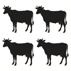 Cow black silhouette vector isolated on white background design