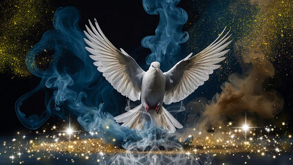 white dove flying in the sky / holyspirit and worship background