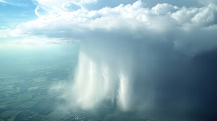 Obraz premium rain bomb weather phenomenon wet microburst. wet column of sinking air