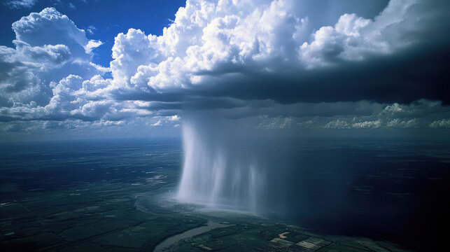 rain bomb weather phenomenon wet microburst. wet column of sinking air