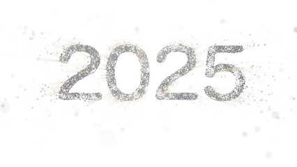 Happy New Year 2025 particle isolated transparent background.