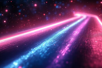 Obraz premium A bright pink, blue and purple line of sparkles