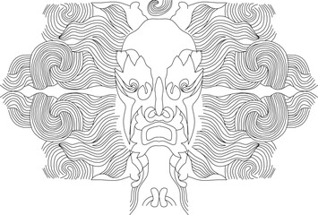 Vector sketch illustration silhouette traditional ethnic vintage classic devil painting design