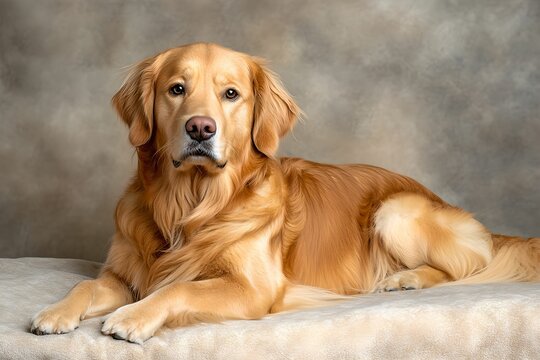 Serene Golden Retriever Relaxing on Solid Background, dog, peace, calm, relax