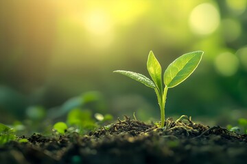 Seedling in Sunlight Symbolizing Sustainable Development on Earth Day, growth, nature, green, environment