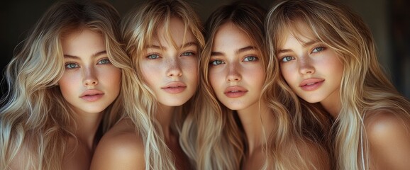 Fototapeta premium Four Beautiful Blonde Women Looking at Camera