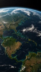 A realistic view of Earth from space captures the planet beautifully.