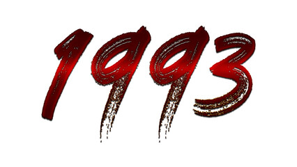 3D blood red number design of 1993 on white background.