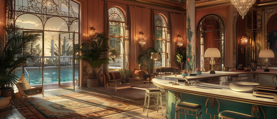 Fototapeta premium Luxury Art Nouveau European style Interior Place