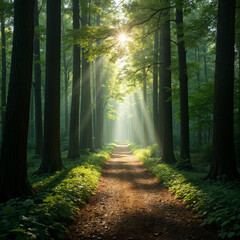 Tranquil forest path 