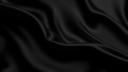 Obraz premium Silk fabric, abstract wavy black satin fabric background. Generative AI