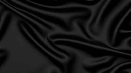 Obraz premium Silk fabric, abstract wavy black satin fabric background. Generative AI