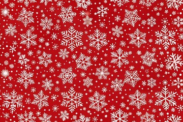 Red background with white snowflakes