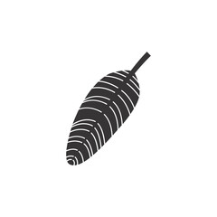 Tropical leaf silhouette. Jungle exotic leaves and botanical plants. Vector illustration.