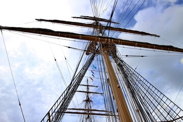 Fototapeta premium Mast of a sailing ship anchored in Tokyo Bay
