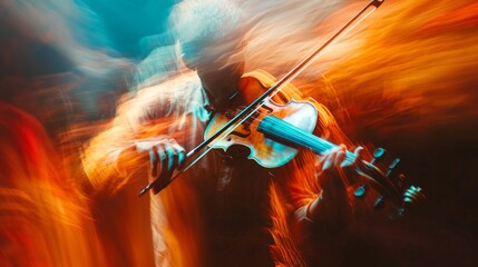 Fototapeta premium Motion blurred violonist abstract