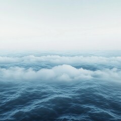 Obraz premium Ambient fog drifting over ocean waves, serene atmosphere, 3D illustration