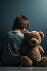 Sad abandoned child, tragic story in the eyes, Generative AI