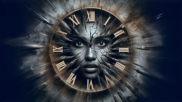 A clock with hands moving rapidly, symbolizing the fear of time slipping away