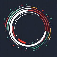 Abstract Circular Design with Colorful Lines and Dots on Dark Background
