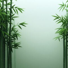 Bamboo forest, dense fog, zen atmosphere, 3D illustration