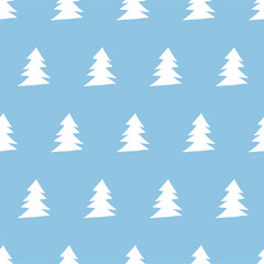 Obraz premium Seamless New Year and Christmas print pattern wallpaper background with decorative fir trees vector illustration winter minimalism picture 
