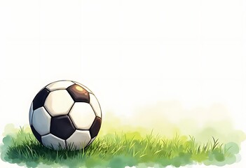 Fototapeta premium Football ball composition with soccer ball lying on the grass on the football field vector illustration 