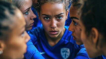 A group of athletes gather before the start of the game.