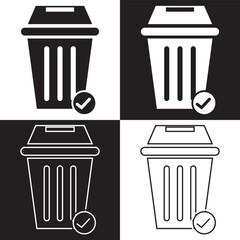 Trash bin icons. Dustbin, trash sign icon. Waste, delete symbol.  Vector illustration isolated on white and black  background. EPS 10