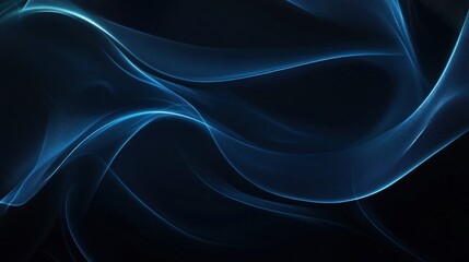 Obraz premium Abstract Blue Waves on Black Background