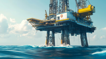 Offshore oil rig platform standing in the middle of the ocean