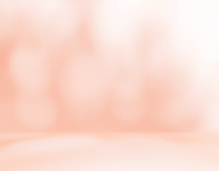 Empty orange pink room studio with sunlight effect shadow for product presentation. Minimal backdrop design. Cosmetic, beauty and fashion showroom. Summer background mock up. 