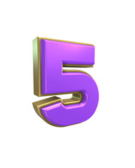 Gold And Purple 3d Number Render