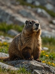 Alpine marmot with its young.