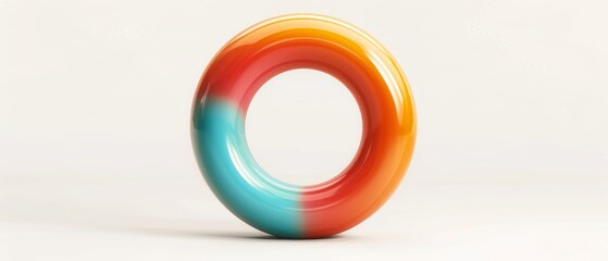 Colorful striped donut on white background
