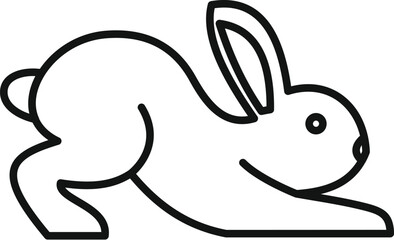 Simple line drawing of a bunny rabbit stretching out on the ground