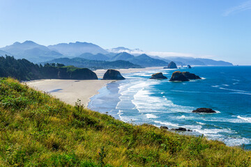View of Cannon Beach from Ecola State Park Lookout in Tillamook along the Oregon Coast