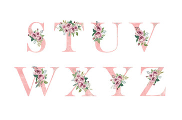 Watercolor floral alphabet.