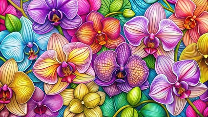 Fototapeta premium Delicate Orchid Doodle Design for Artistic Projects, Floral Patterns, and Creative Inspirations