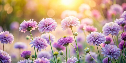 Obraz premium Delicate Light Purple Flowers Blooming in a Garden, Nature's Beauty in Soft Pastel Hues