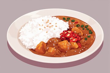 Delicious Chicken Curry with Rice and Vegetables