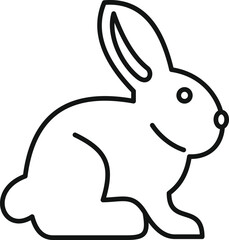 Simple line drawing of a bunny rabbit sitting in side view, perfect for minimalist designs