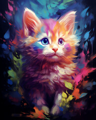 Gift a friend a multicolor cat watercolor with a delightful Cat Portrait