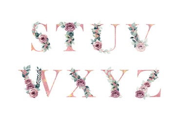 Watercolor floral alphabet.