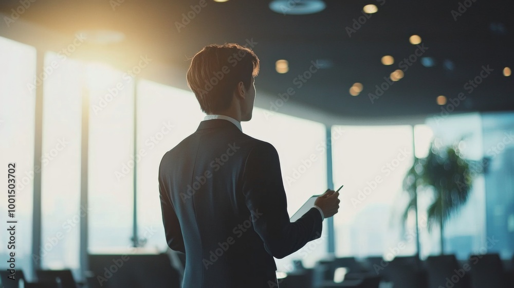 Leinwandbilder a high-resolution image of a young business professional presenting a project or proposal in a sleek
